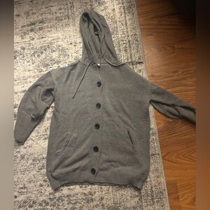 SHEIN Gray Hooded Cardigan Sweater